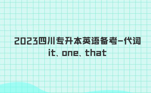 2023四川專升本英語備考-代詞it、one、that