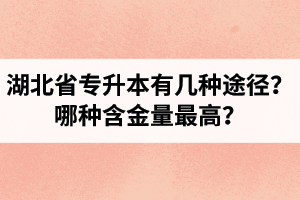 湖北省專升本有幾種途徑？哪種含金量最高？