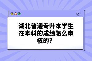 湖北普通專升本學(xué)生在本科的成績怎么審核的？