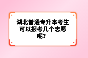 湖北普通專升本考生可以報(bào)考幾個志愿呢？