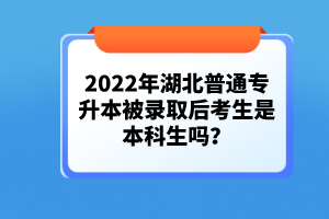 2022年湖北普通專升本被錄取后考生是本科生嗎？