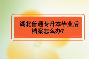 湖北普通專升本畢業(yè)后檔案怎么辦？