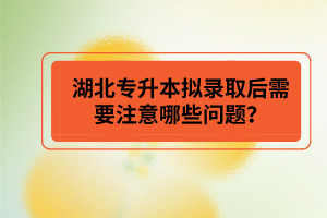 湖北專升本擬錄取后需要注意哪些問題？