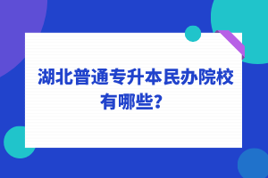 2022年湖北普通專升本民辦院校有哪些？