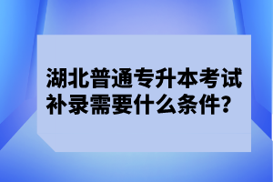 湖北普通專升本考試補錄需要什么條件？