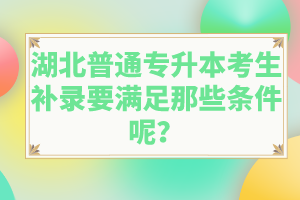 湖北普通專升本考生補(bǔ)錄要滿足那些條件呢？