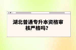 湖北普通專升本資格審核嚴(yán)格嗎？