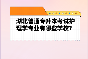 湖北普通專升本考試護理學專業(yè)有哪些學校？