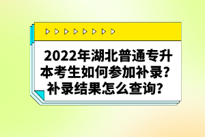 2022年湖北普通專(zhuān)升本考生如何參加補(bǔ)錄？補(bǔ)錄結(jié)果怎么查詢(xún)？