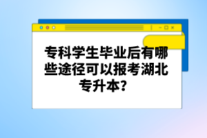 專科學生畢業(yè)后有哪些途徑可以報考湖北專升本？