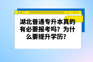 湖北普通專升本真的有必要報(bào)考嗎？為什么要提升學(xué)歷？