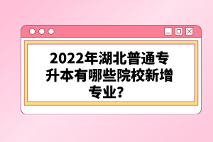 2022年湖北普通專升本有哪些院校新增專業(yè)？