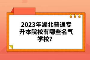 2023年湖北普通專升本院校有哪些名氣學(xué)校？