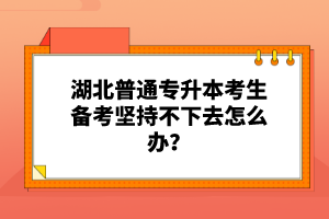 湖北普通專升本考生備考堅持不下去怎么辦？