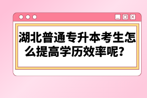 湖北普通專升本考生怎么提高學(xué)歷效率呢？