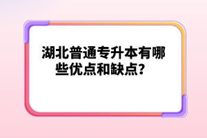 湖北普通專升本有哪些優(yōu)點和缺點？