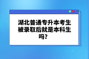 湖北普通專升本考生被錄取后就是本科生嗎？