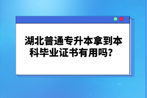 湖北普通專升本拿到本科畢業(yè)證書(shū)有用嗎？