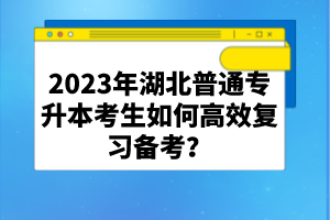 2023年湖北普通專升本考生如何高效復(fù)習(xí)備考？