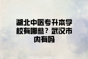 武漢有可以報中醫(yī)類專業(yè)的湖北普通專升本學校嗎？