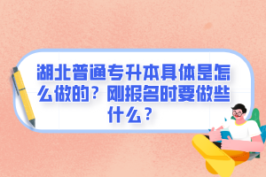 湖北普通專(zhuān)升本具體是怎么做的？剛報(bào)名時(shí)要做些什么？