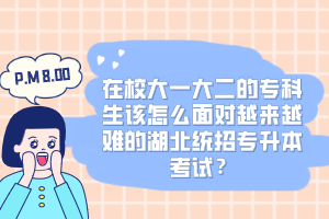 在校大一大二的?？粕撛趺疵鎸υ絹碓诫y的湖北統(tǒng)招專升本考試？