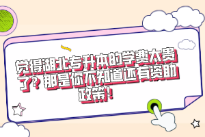 覺得湖北專升本的學(xué)費(fèi)太貴了？那是你不知道還有資助政策！