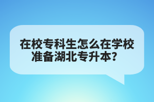 在校?？粕趺丛趯W(xué)校準(zhǔn)備湖北專升本？