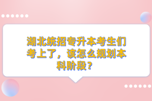 湖北統(tǒng)招專升本考生們考上了，該怎么規(guī)劃本科階段？